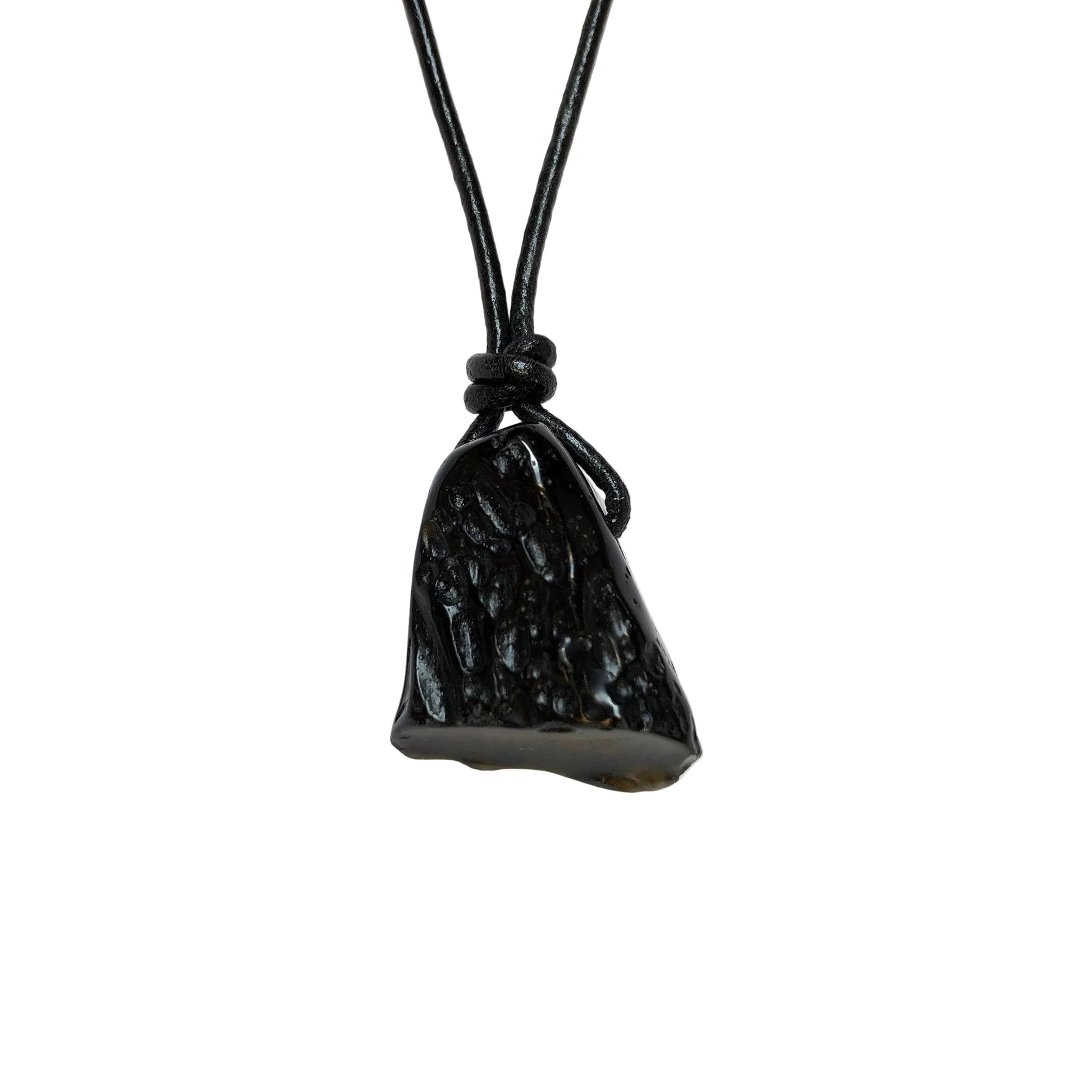 Tektit Edelstein Kette mit Lederband