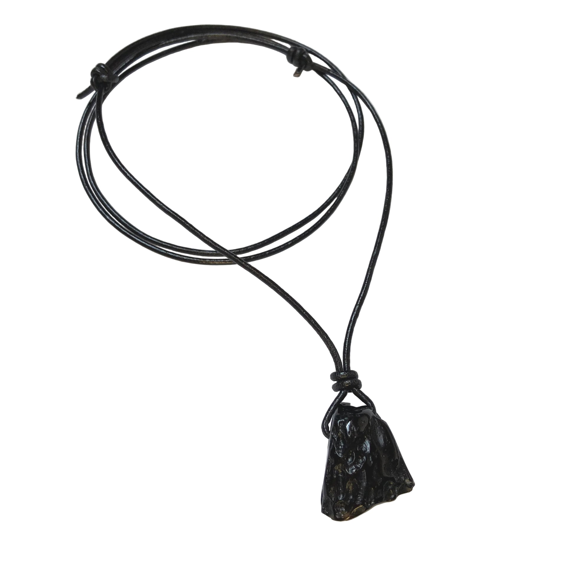 Tektit Edelstein Kette mit Lederband