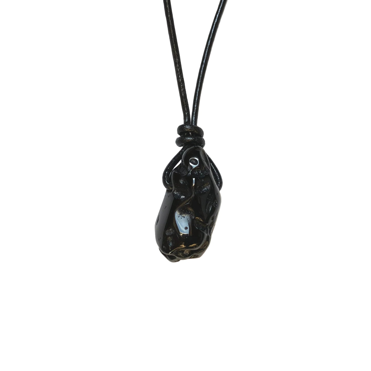 Tektit Edelstein Kette mit Lederband