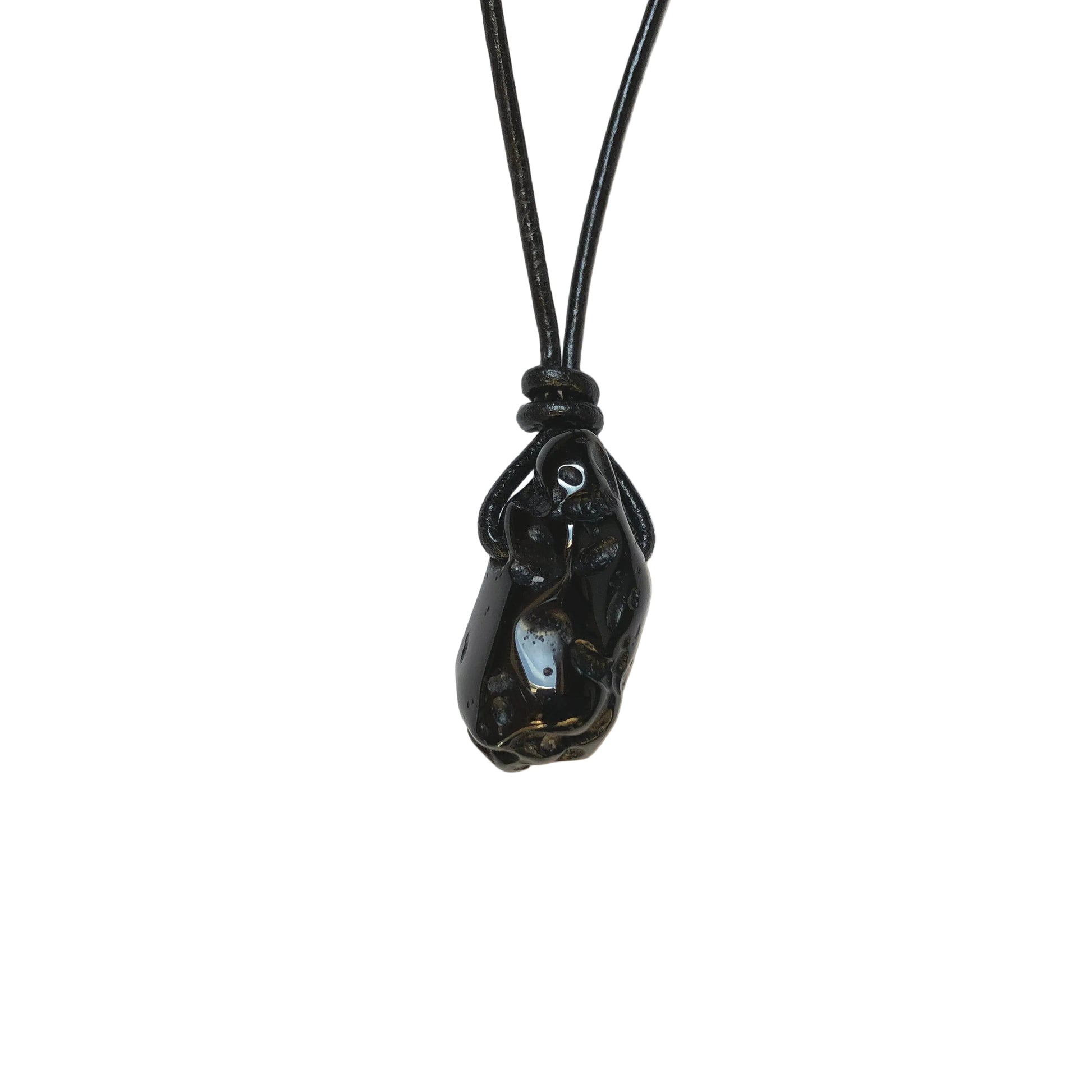 Tektit Edelstein Kette mit Lederband