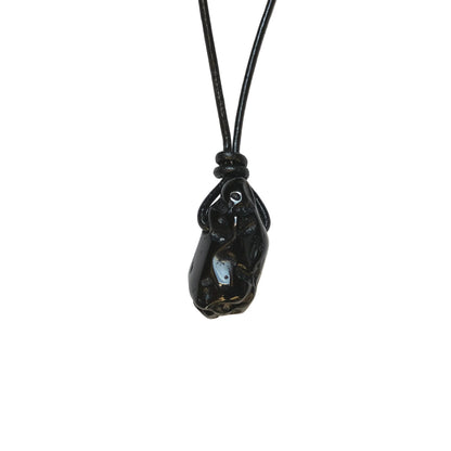 Tektit Edelstein Kette mit Lederband