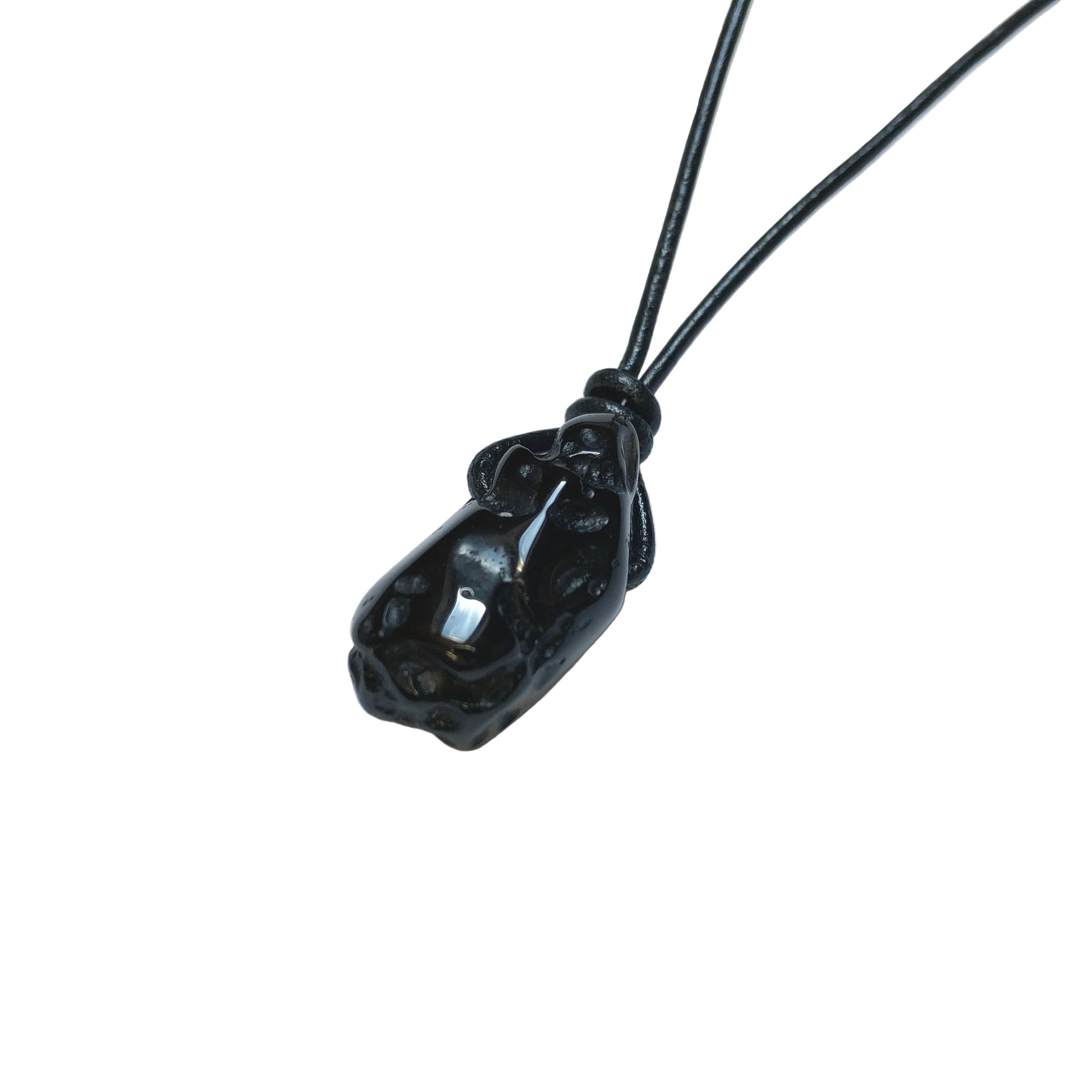 Tektit Edelstein Kette mit Lederband