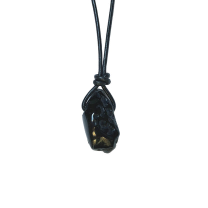 Tektit Edelstein Kette mit Lederband