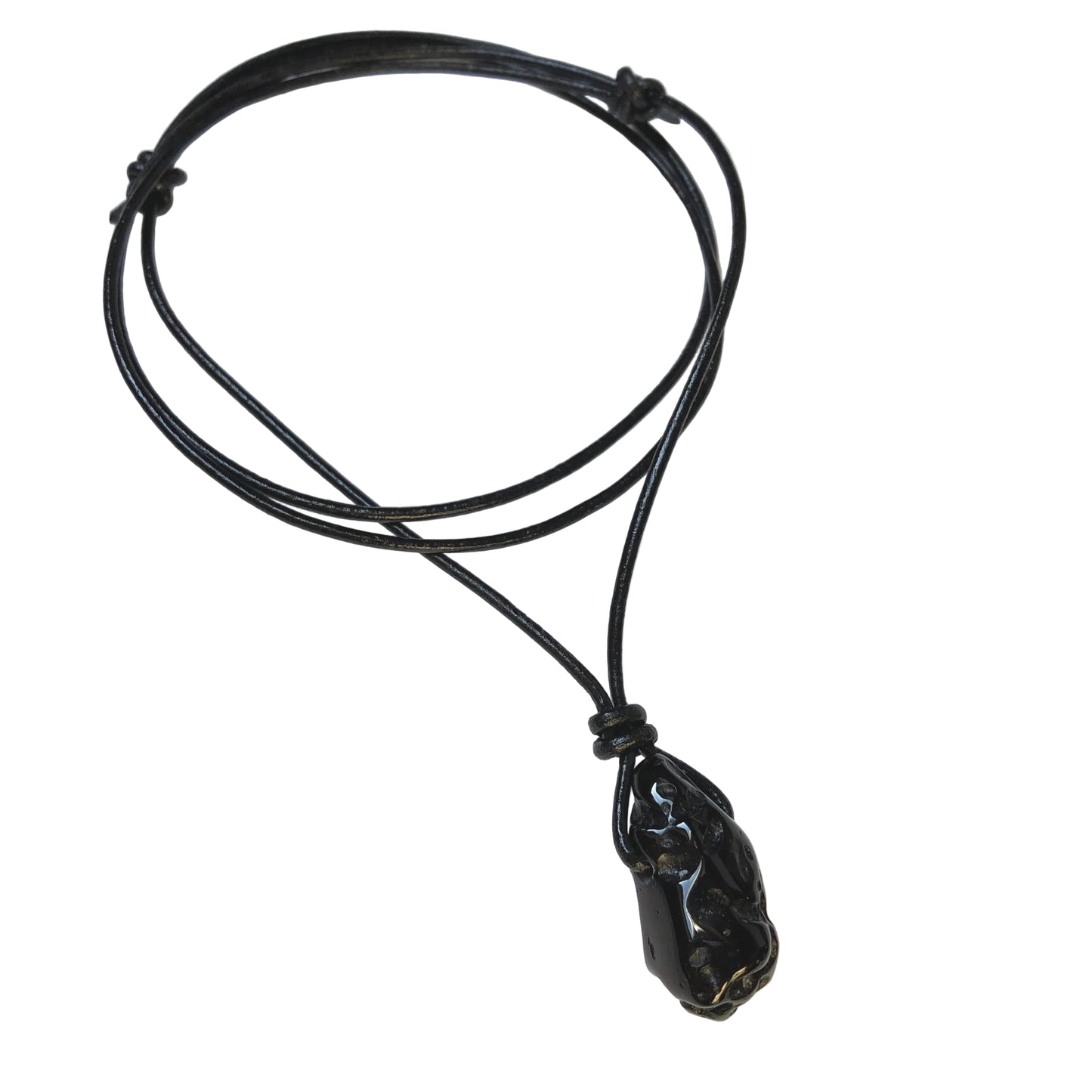 Tektit Edelstein Kette mit Lederband