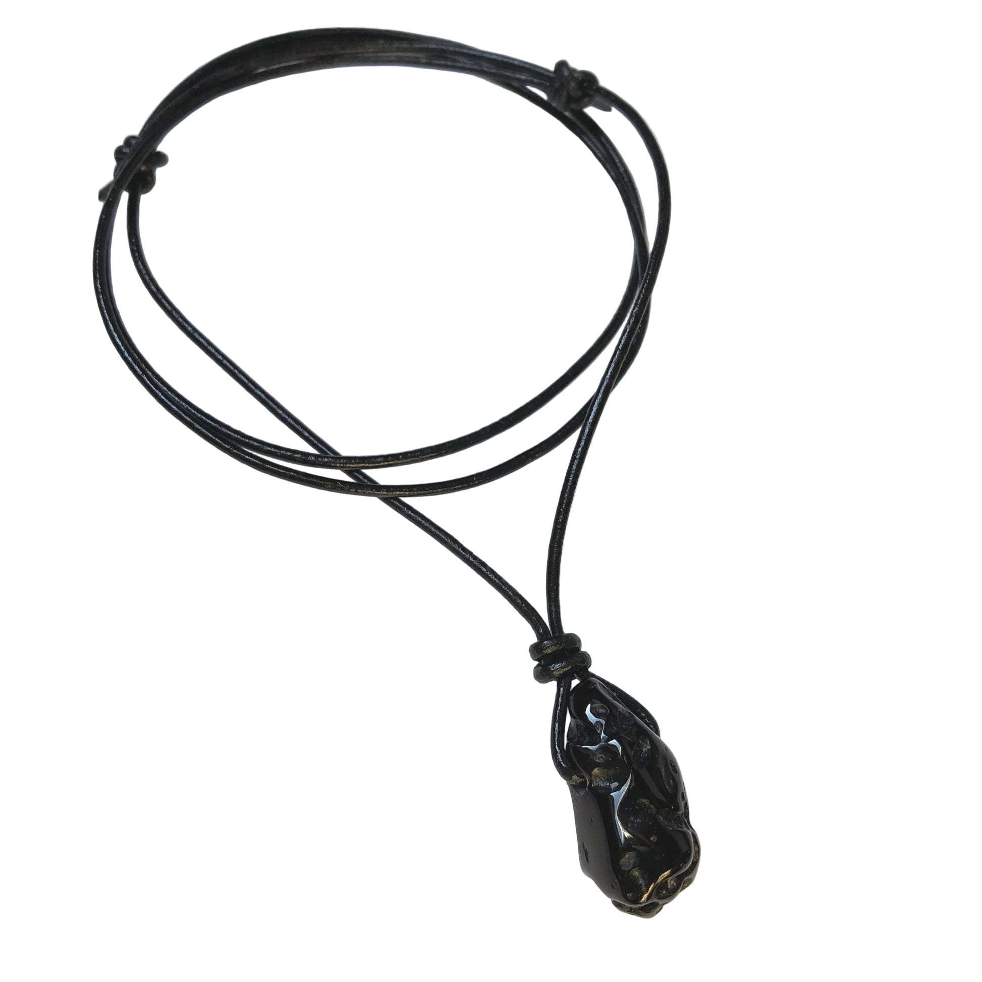 Tektit Edelstein Kette mit Lederband