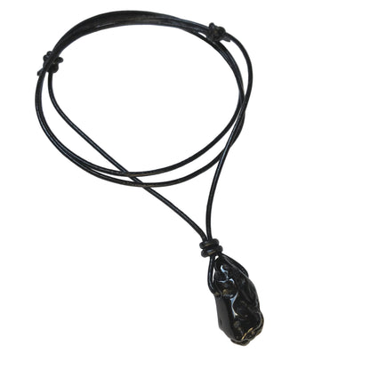 Tektit Edelstein Kette mit Lederband