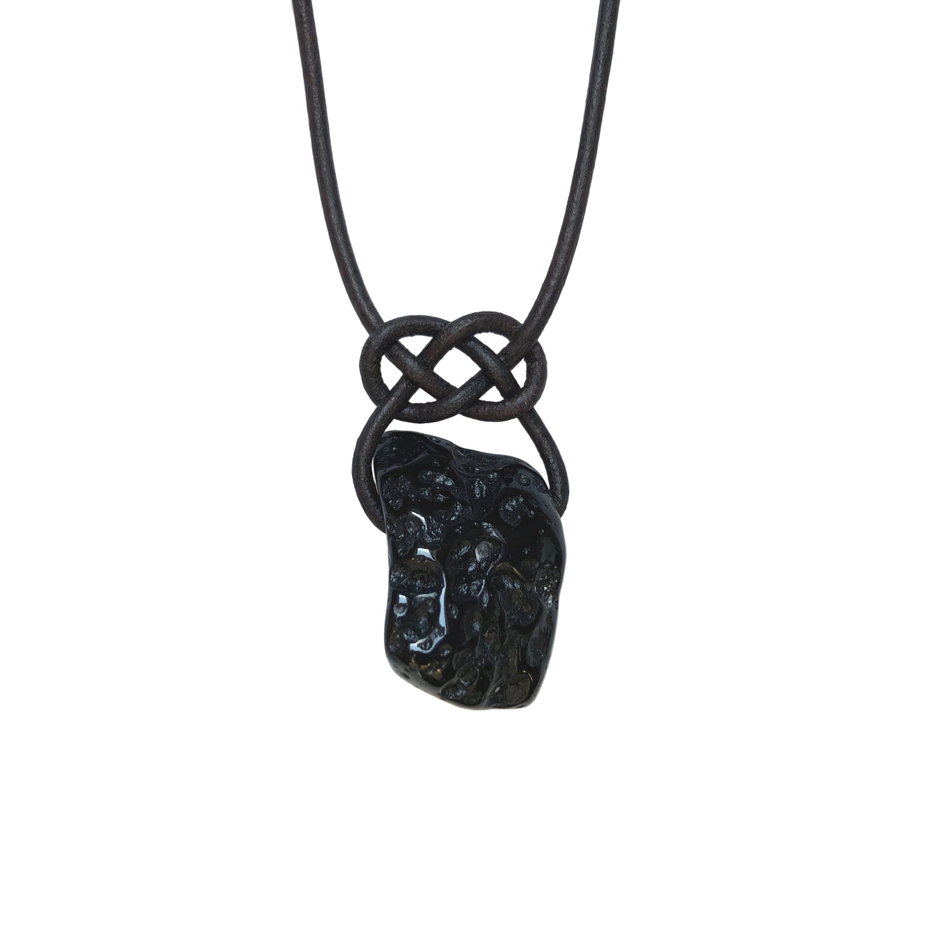 Tektit Edelstein Kette mit Lederband
