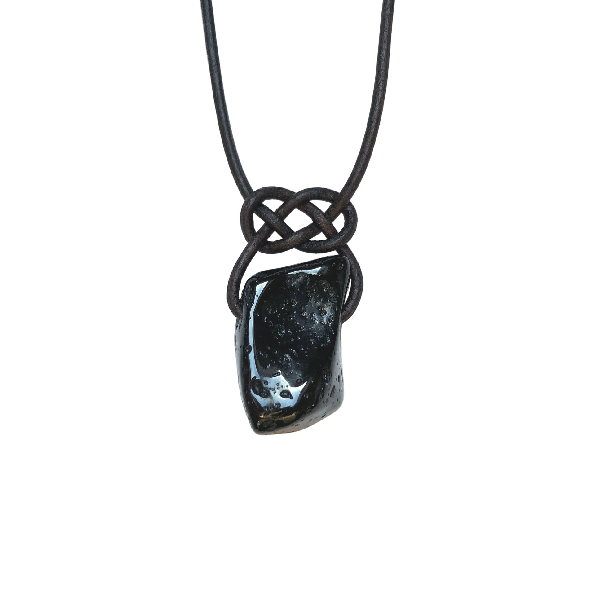 Tektit Edelstein Kette mit Lederband