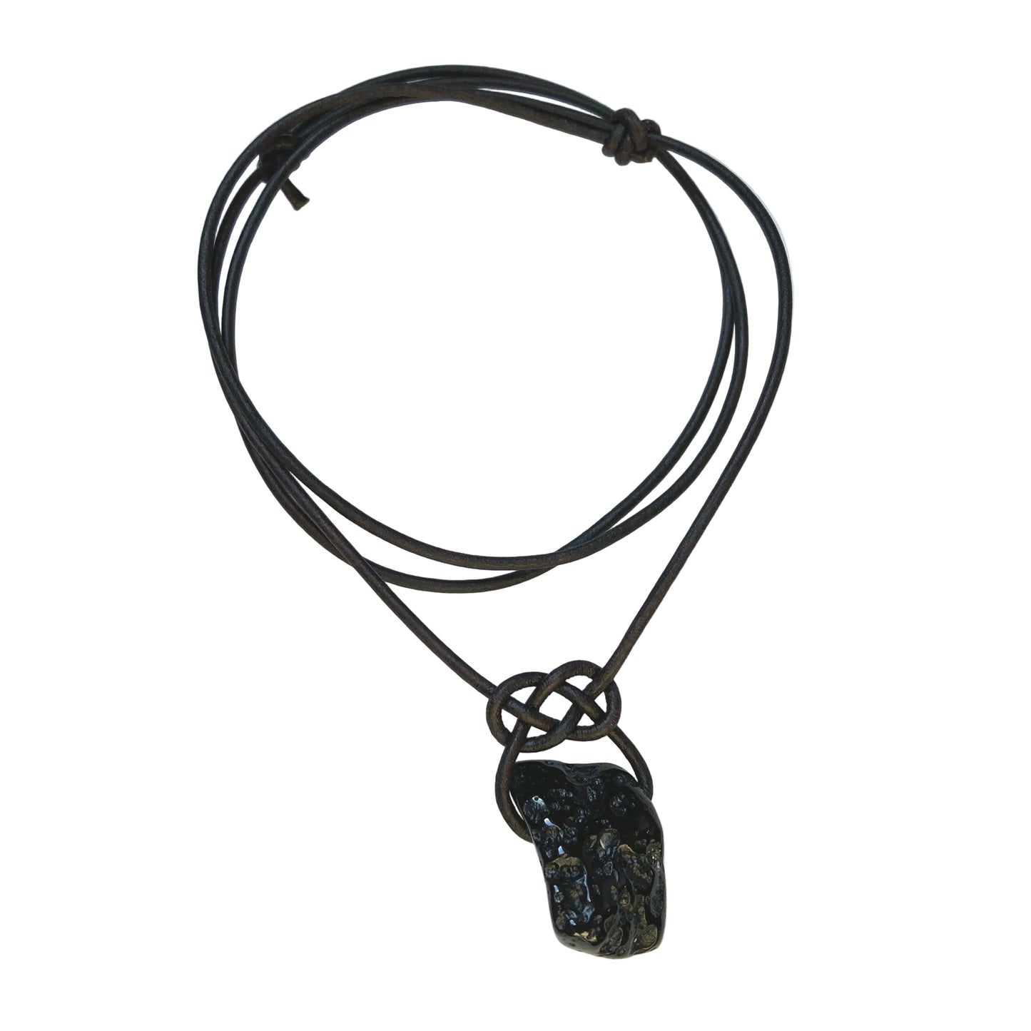 Tektit Edelstein Kette mit Lederband