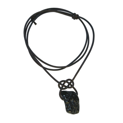 Tektit Edelstein Kette mit Lederband