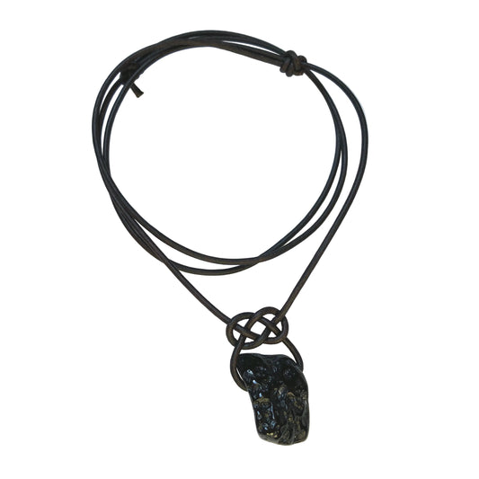 Tektit Edelstein Kette mit Lederband