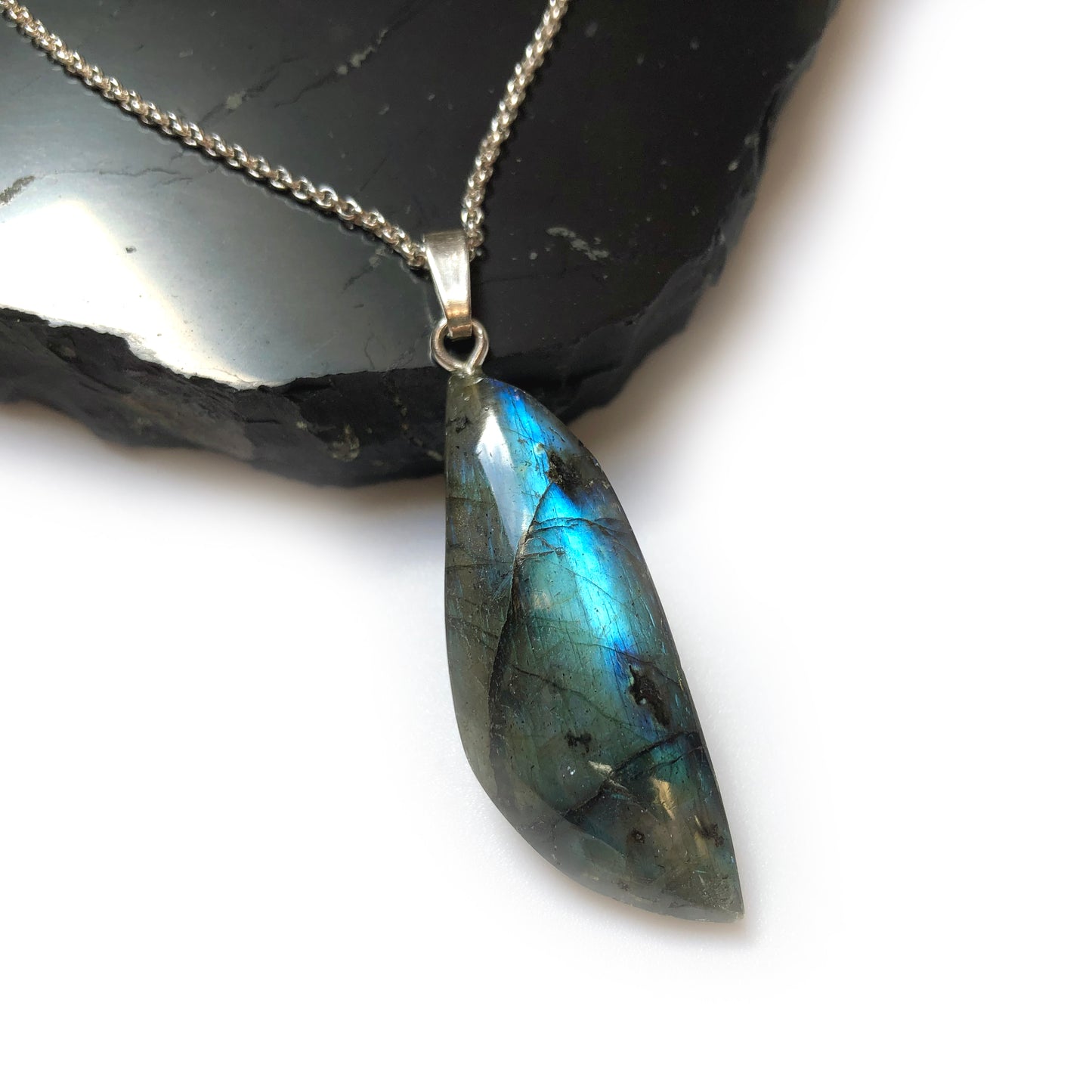 Labradorit Anhänger 925 Silber Edelstein Kette