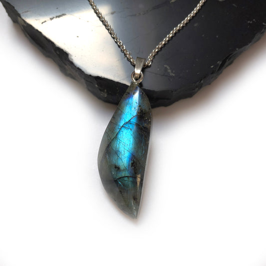Labradorit Anhänger 925 Silber Edelstein Kette