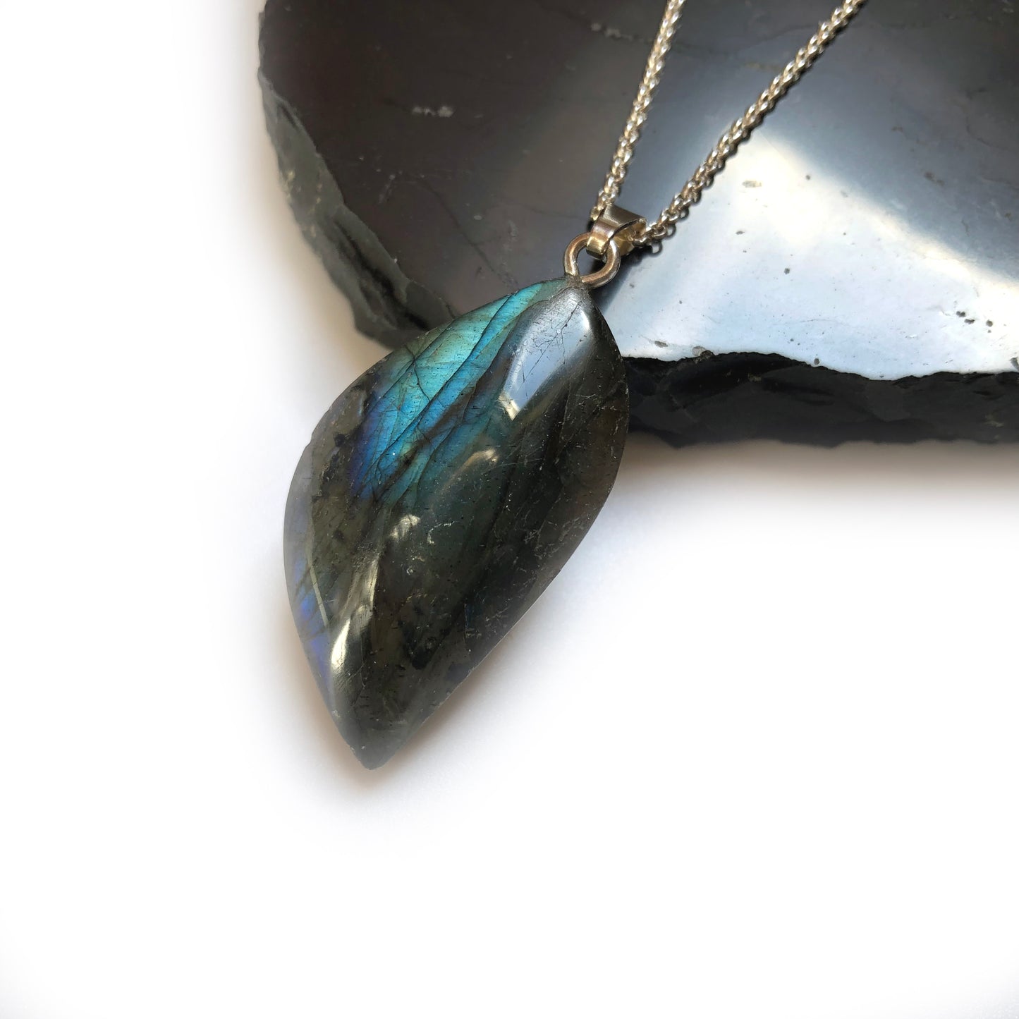 Labradorit Anhänger 925 Silber Edelstein Kette