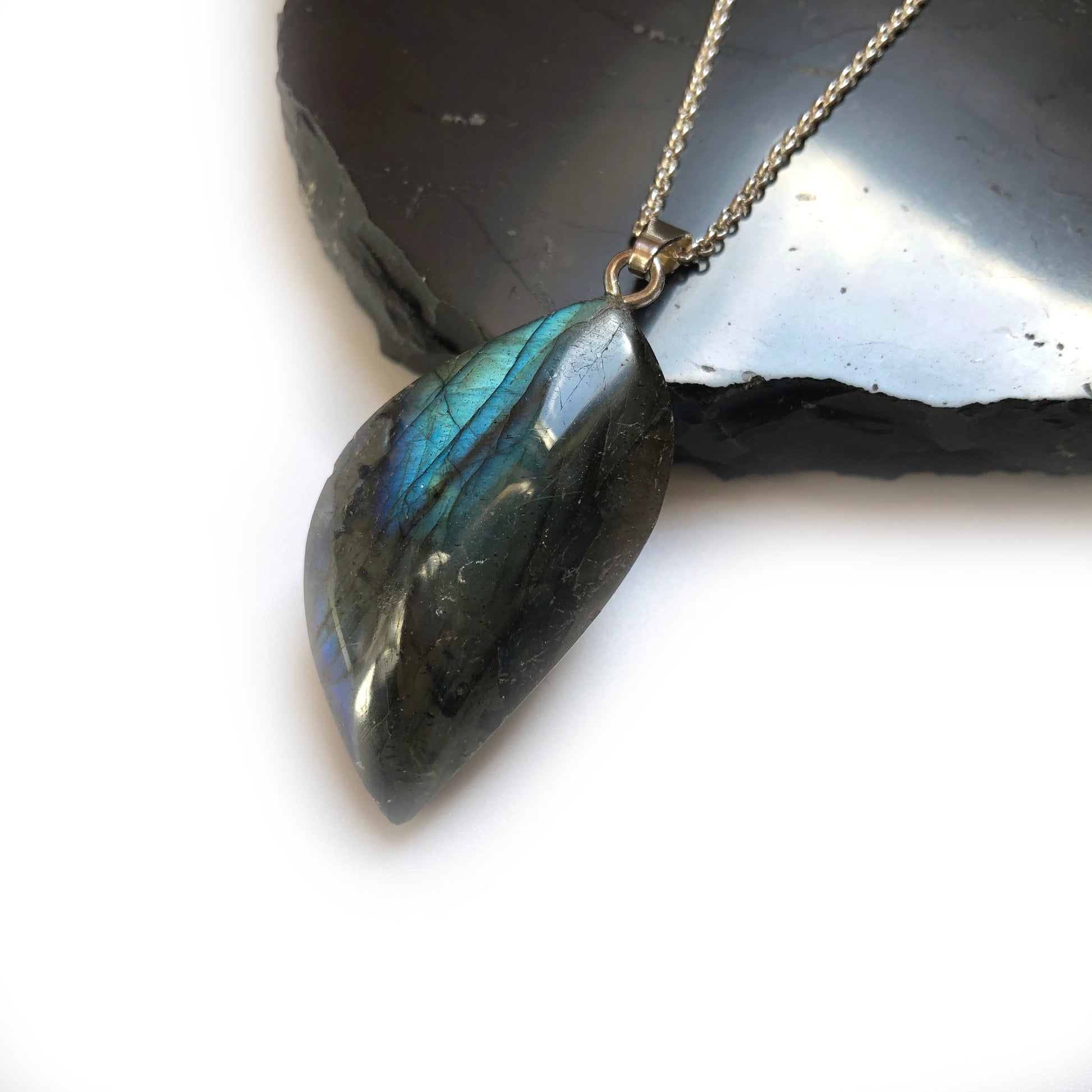 Labradorit Anhänger 925 Silber Edelstein Kette