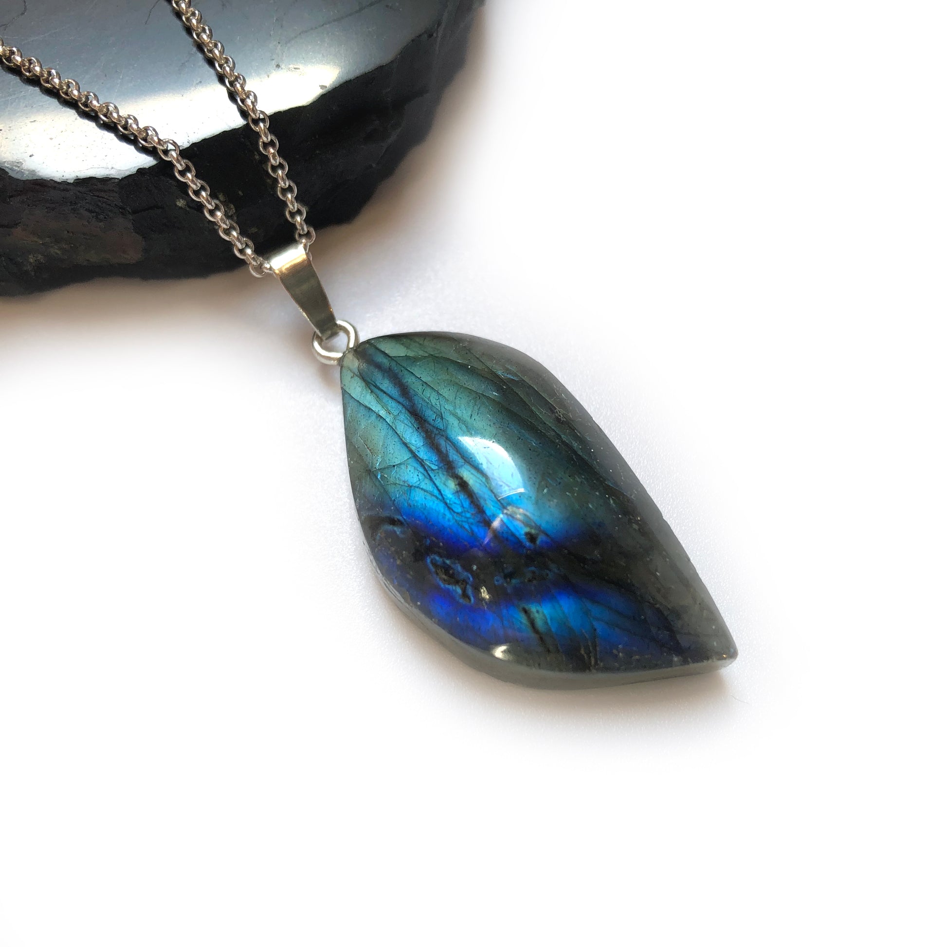 Labradorit Anhänger 925 Silber Edelstein Kette