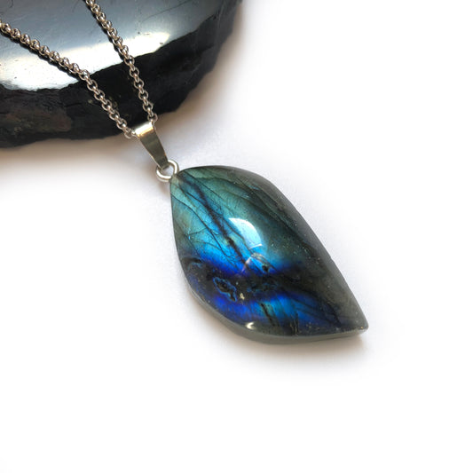 Labradorit Anhänger 925 Silber Edelstein Kette