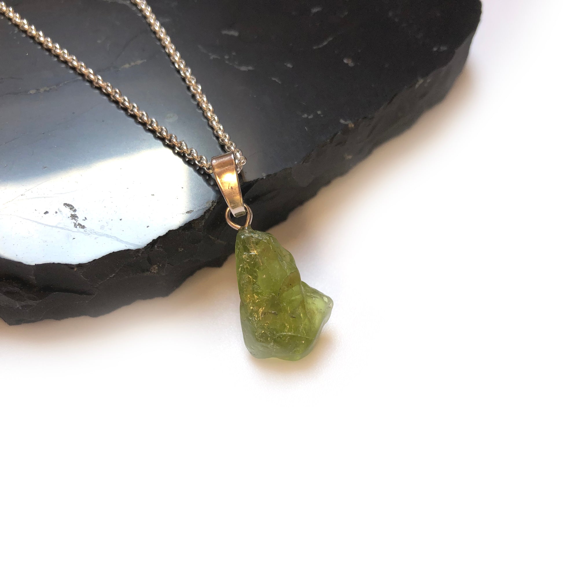 Peridot Anhänger 925 Silber Edelstein Kette