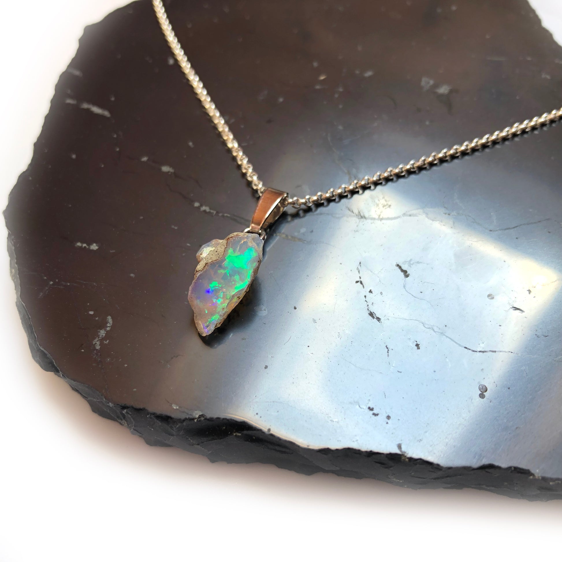 Opal Anhänger 925 Silber Edelstein Kette