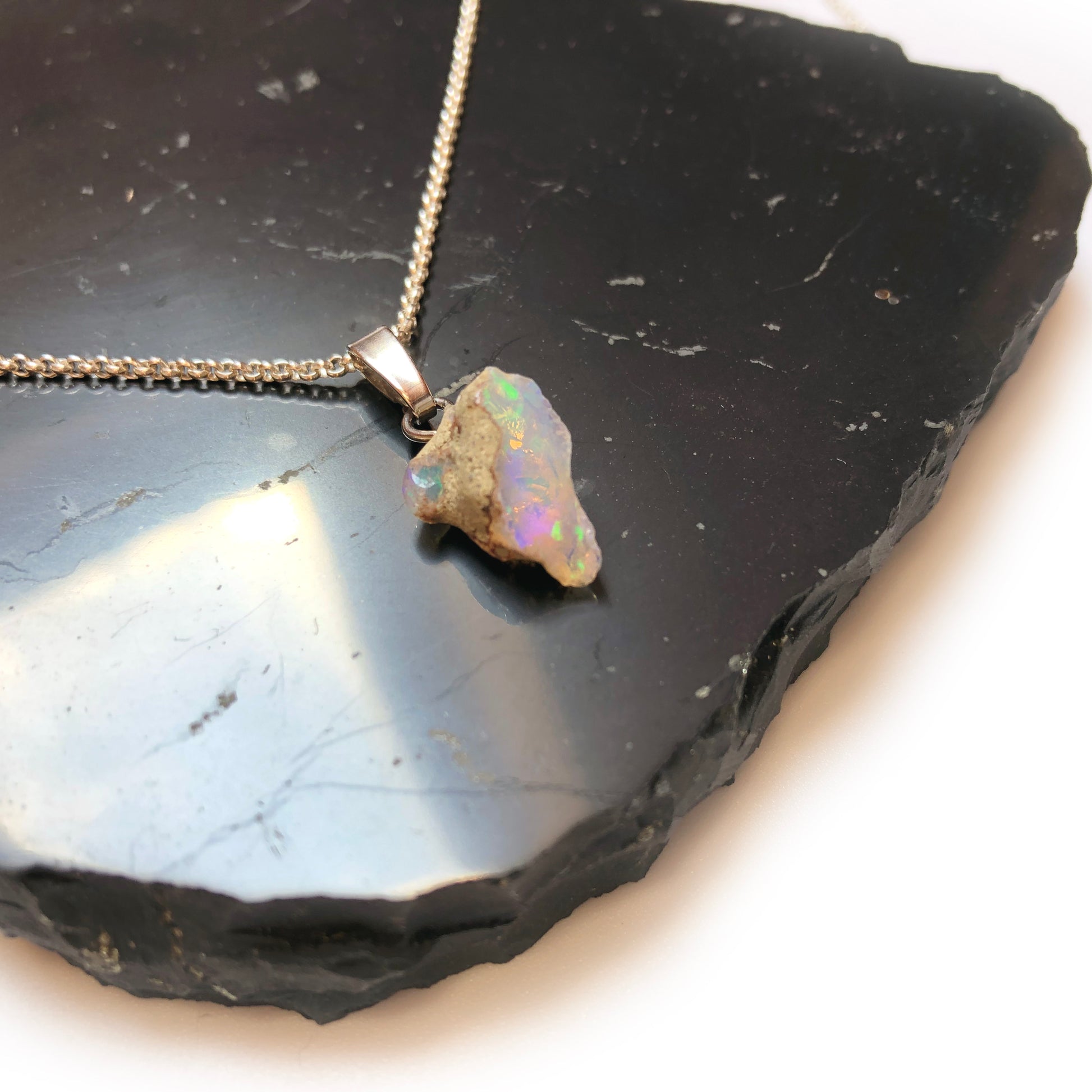 Opal Anhänger 925 Silber Edelstein Kette