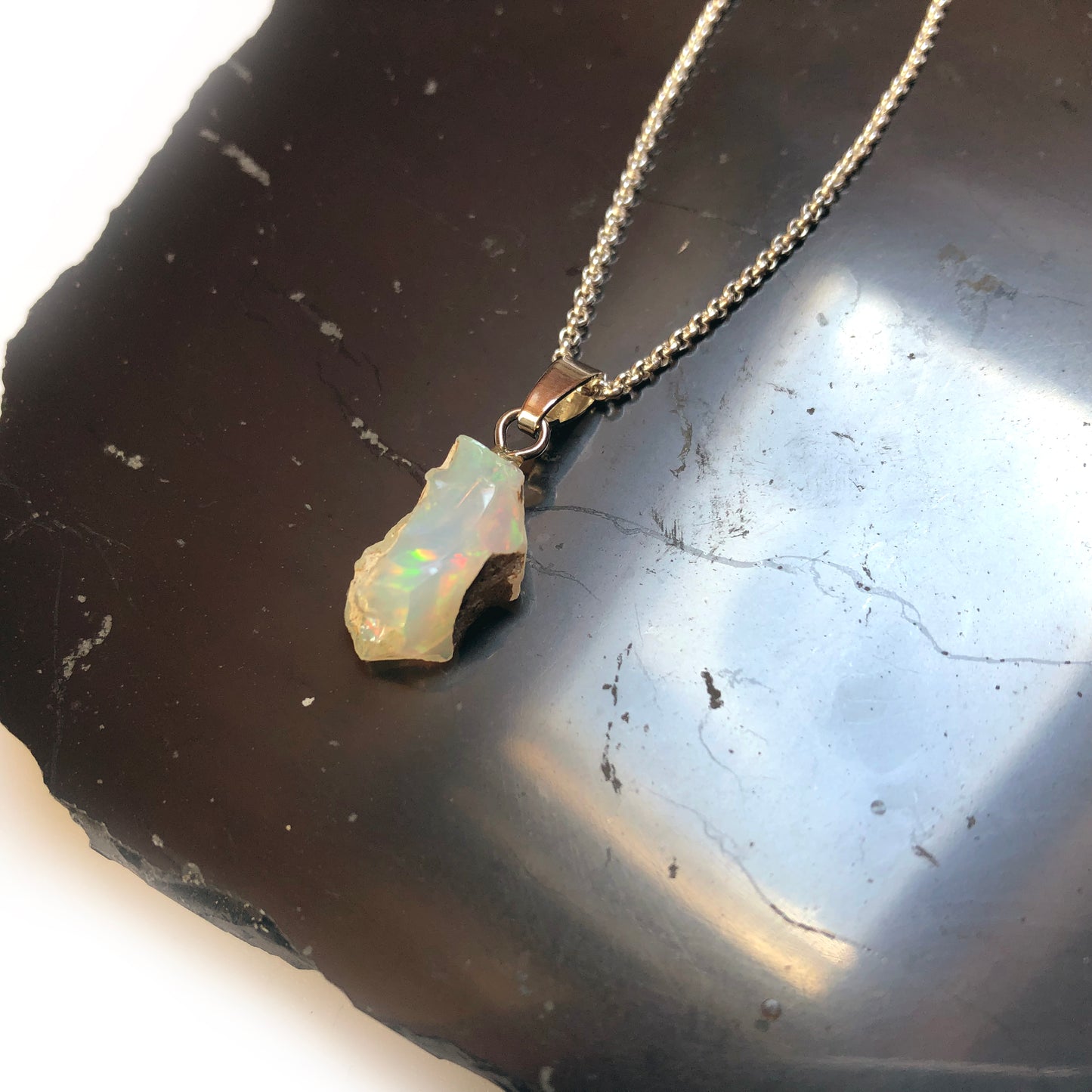 Opal Anhänger 925 Silber Edelstein Kette