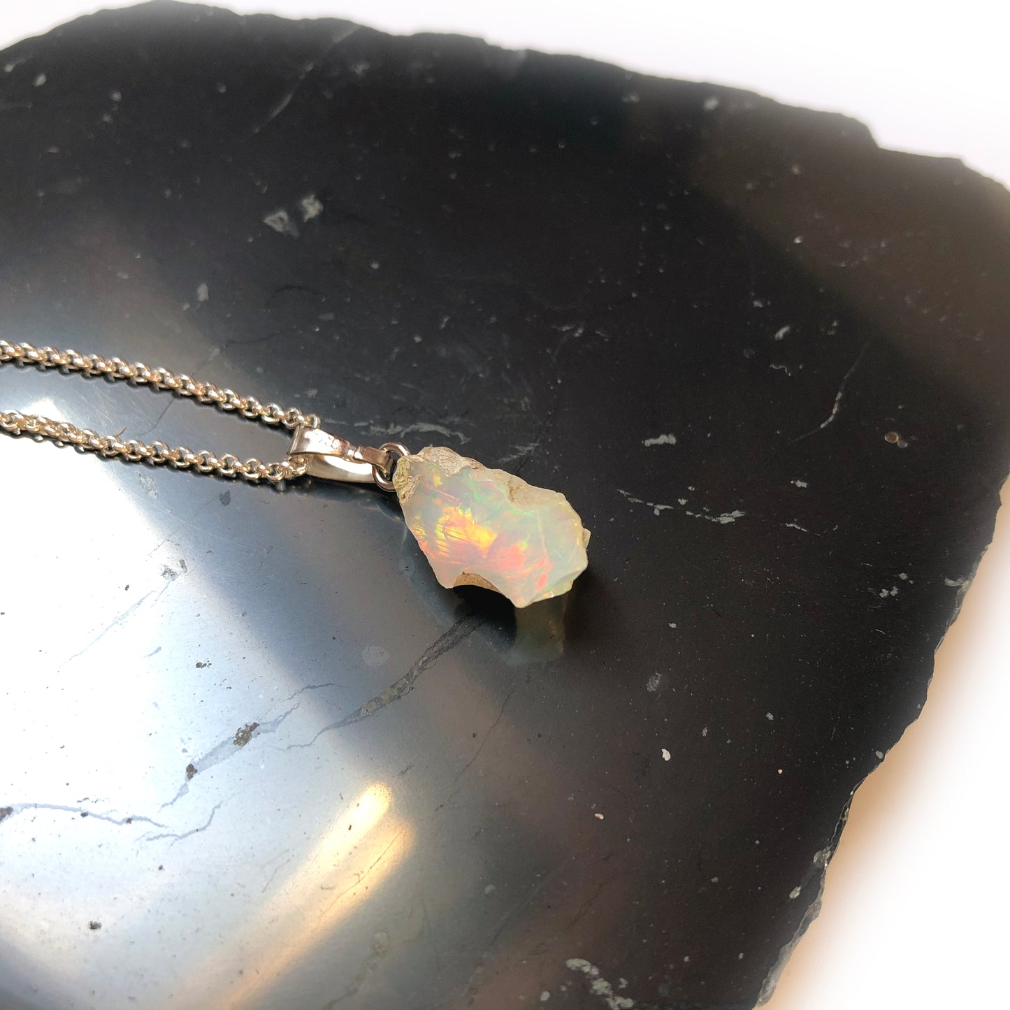 Opal Anhänger 925 Silber Edelstein Kette