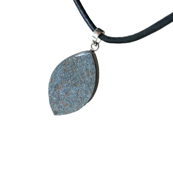 Kristallisierter Hämatit Anhänger 925 Silber Edelstein Kette