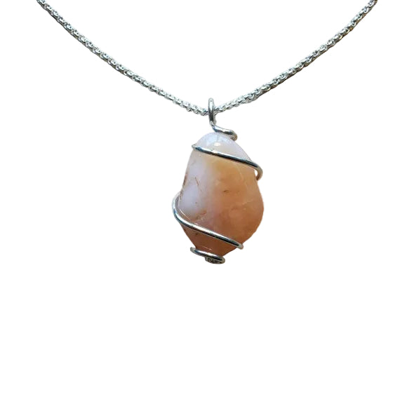 Aprikosen Achat Anhänger 925 Silber Edelstein Kette