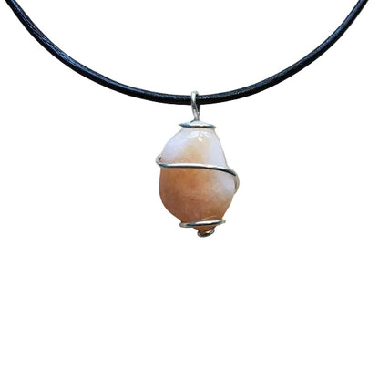 Aprikosen Achat Anhänger 925 Silber Edelstein Kette