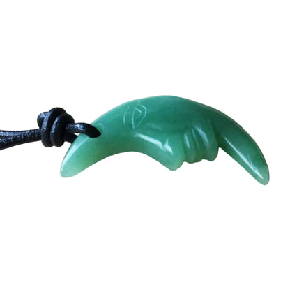 grüner Aventurin Mond Edelstein Kette mit Lederband
