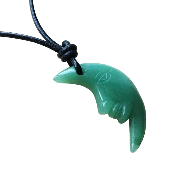 grüner Aventurin Mond Edelstein Kette mit Lederband