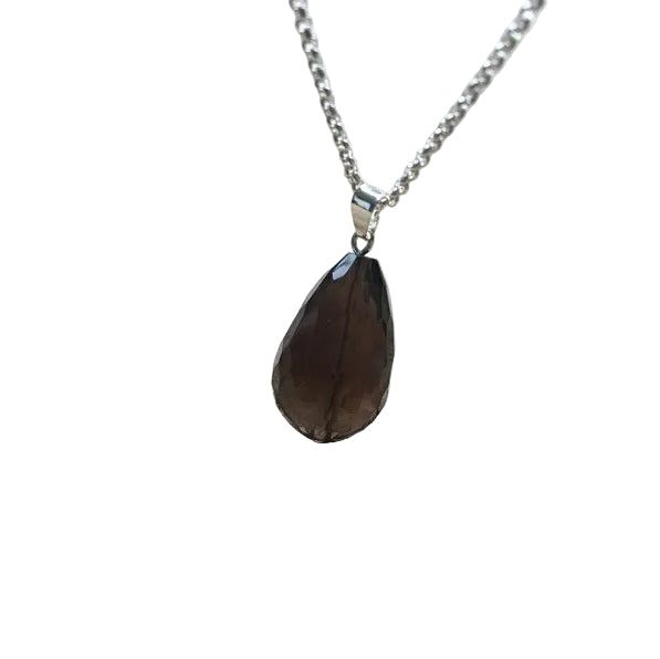 Rauchquarz Anhänger 925 Silber Edelstein Kette