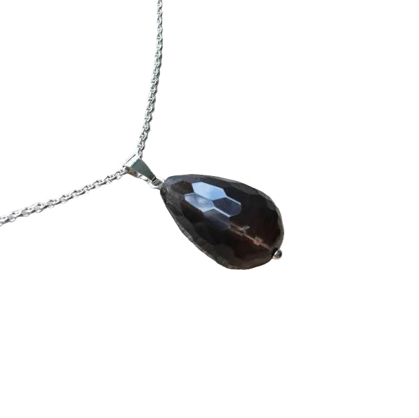 Rauchquarz Anhänger 925 Silber Edelstein Kette