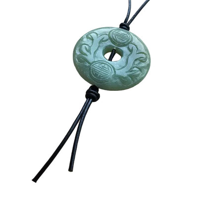 Serpentin Donut graviert Edelstein Kette mit Lederband