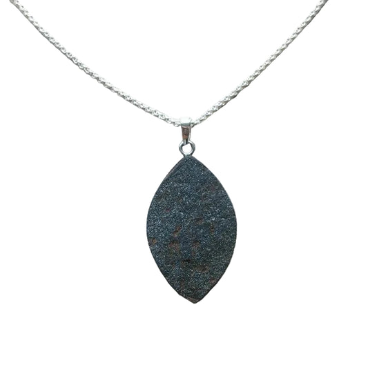 Kristallisierter Hämatit Anhänger 925 Silber Edelstein Kette