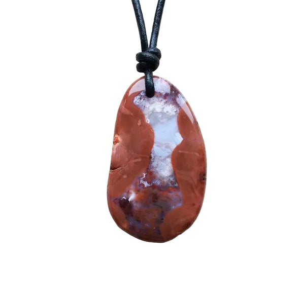Chalcedon Kette Edelstein mit Lederband