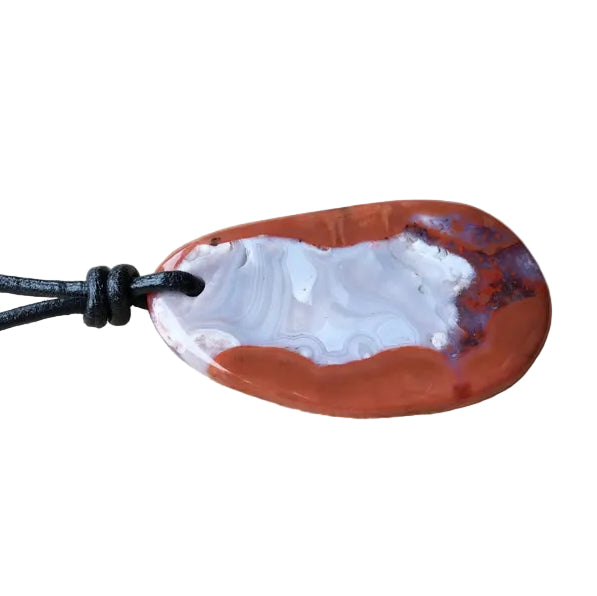 Chalcedon Kette Edelstein mit Lederband