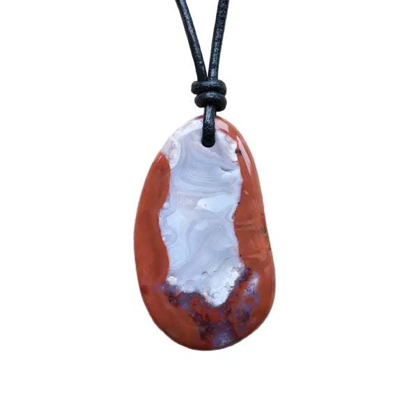 Chalcedon Kette Edelstein mit Lederband
