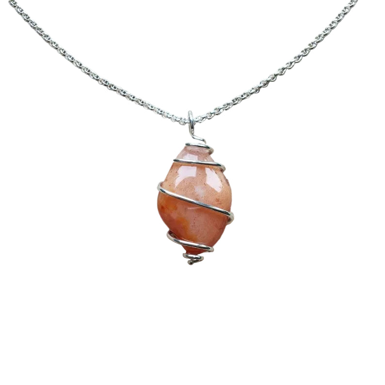 Aprikosen Achat Anhänger 925 Silber Edelstein Kette