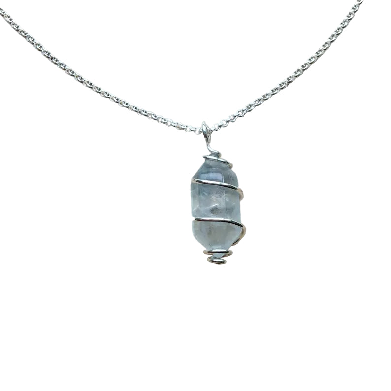 Fluorit Kristall Anhänger 925 Silber Edelstein Kette