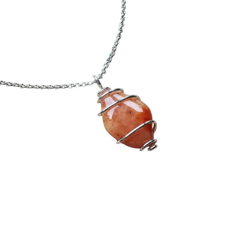 Aprikosen Achat Anhänger 925 Silber Edelstein Kette