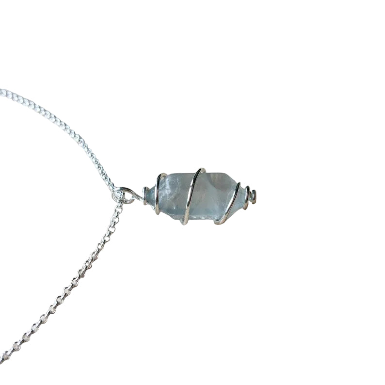 Fluorit Kristall Anhänger 925 Silber Edelstein Kette