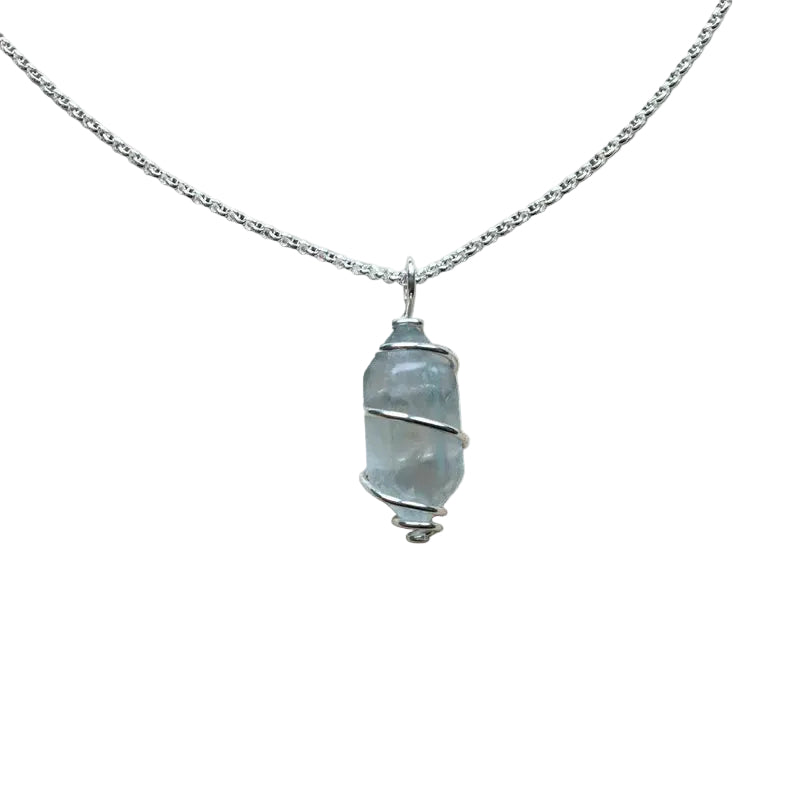 Fluorit Kristall Anhänger 925 Silber Edelstein Kette