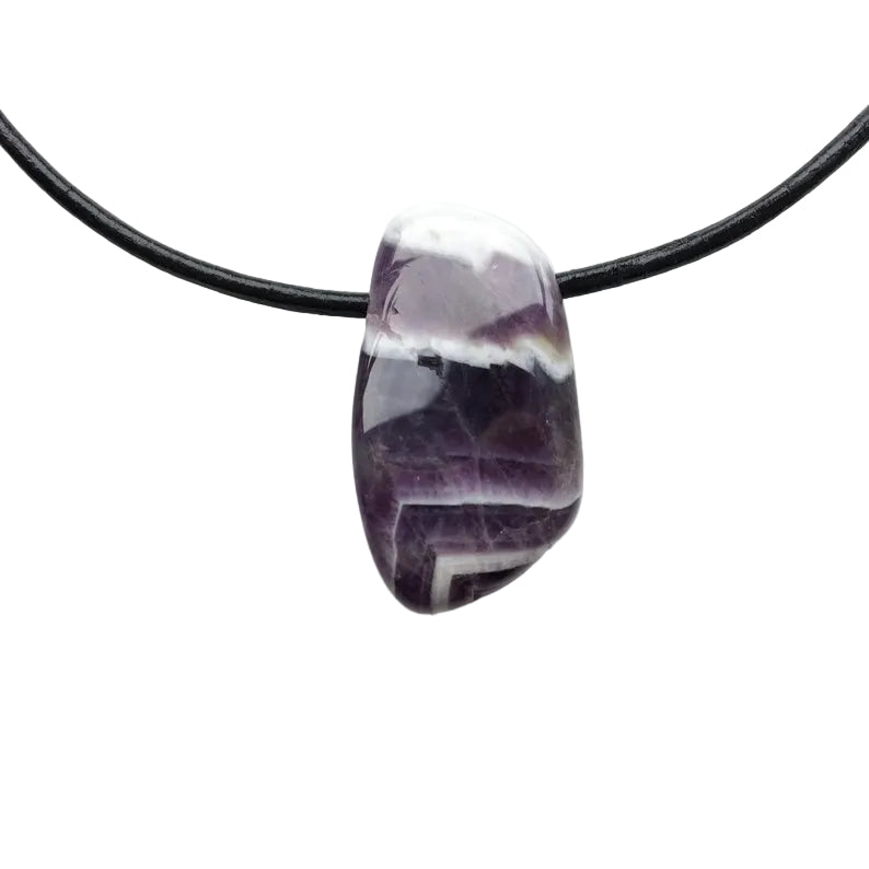 Amethyst Edelstein Kette mit Lederband