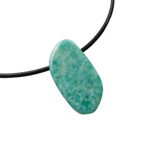 Amazonit Edelstein Kette mit Lederband
