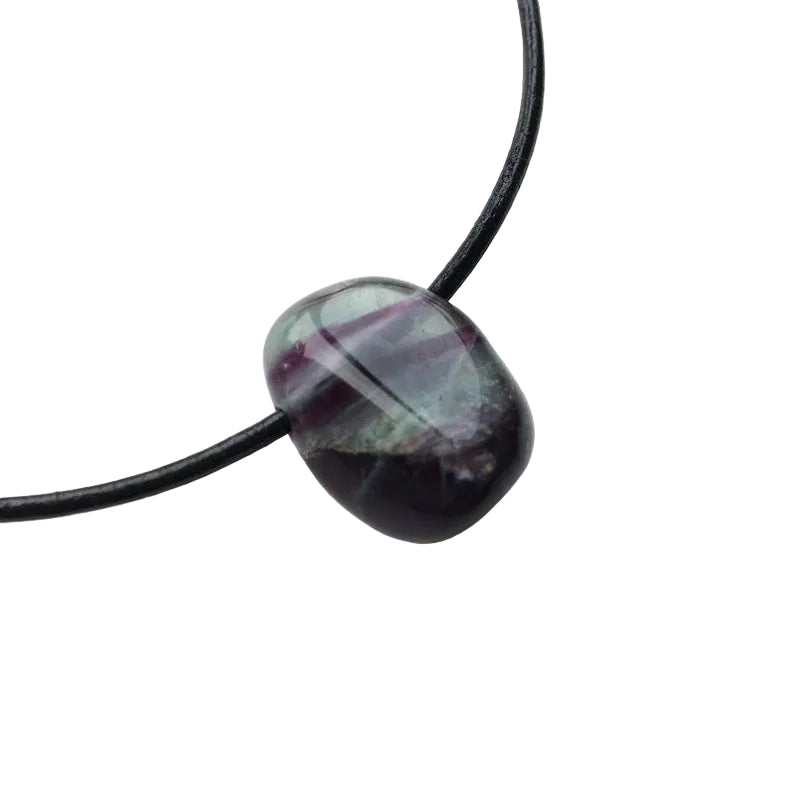 Fluorit Edelstein Kette mit Lederband