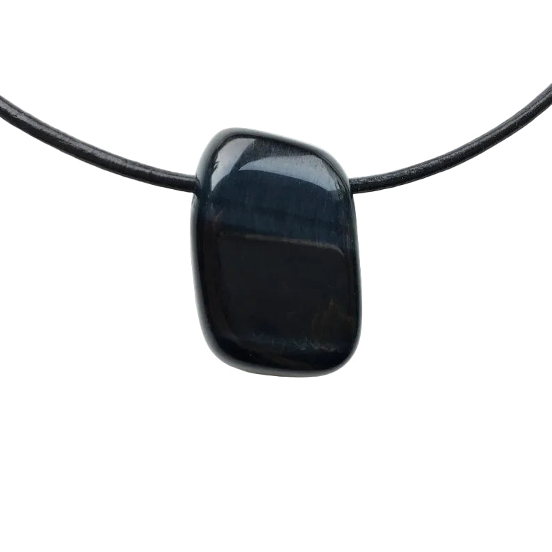 Falkenauge Edelstein Kette mit Lederband