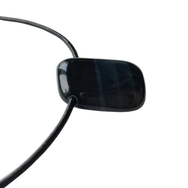 Falkenauge Edelstein Kette mit Lederband