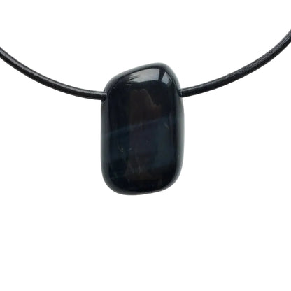 Falkenauge Edelstein Kette mit Lederband