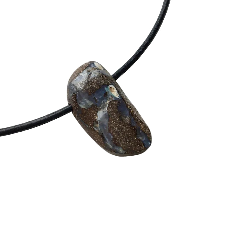 Boulder Opal Edelstein Kette mit Lederband